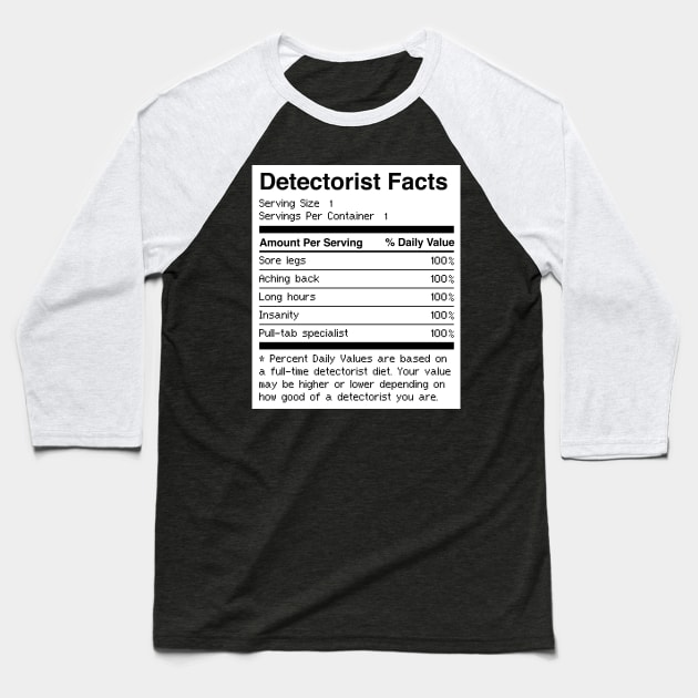 Detectorist Facts | Funny Metal Detector Baseball T-Shirt by MeatMan